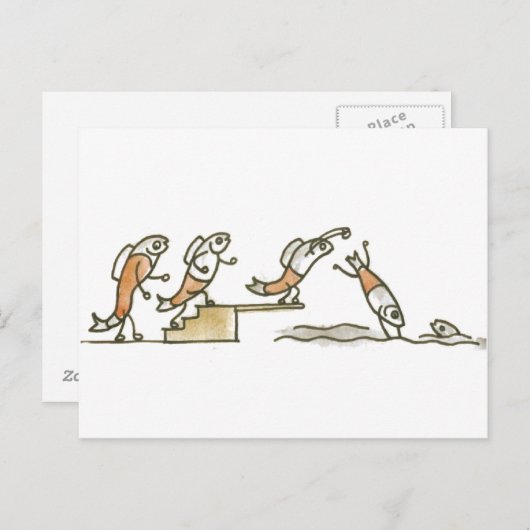 Fischschwimmen Postkarte (Vorne/Hinten)