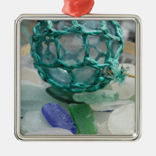 Fischschwimmer auf Glas, Alaska Silbernes Ornament