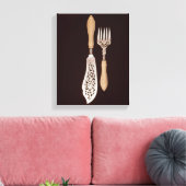 Fischserver mit geschnitzten Elfenbeingriffen Leinwanddruck (Insitu (Wohnzimmer))