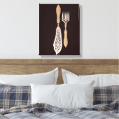Fischserver mit geschnitzten Elfenbeingriffen Leinwanddruck (Insitu (Schlafzimmer))