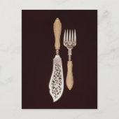 Fischserver mit geschnitzten Elfenbeingriffen Postkarte (Vorderseite)