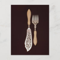 Fischserver mit geschnitzten Elfenbeingriffen