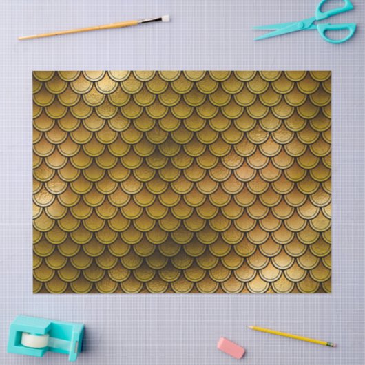 Fischskala auf Orange/Gelbes Decoupage Seidenpapier (Basteln)