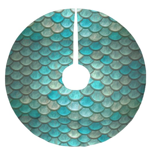 Fischskalamuster der Meerjungfrau grünes mit Polyester Weihnachtsbaumdecke (Vorderseite)