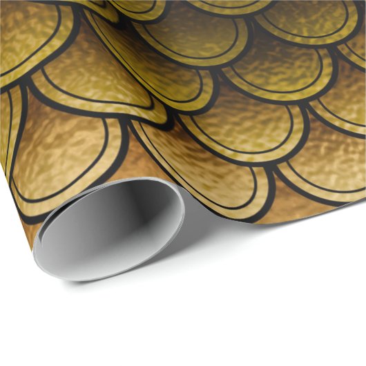 Fischskalen auf Orange/Gelb Geschenkpapier (Rolleneckpunkt)