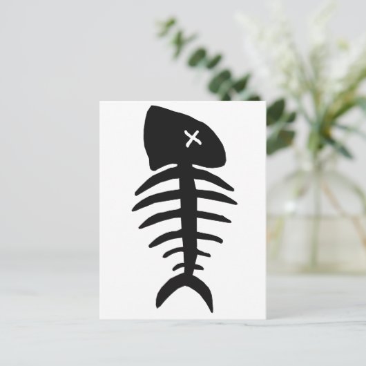 Fischskelett Postkarte (Stehend Vorderseite)
