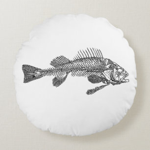 Fischskelett Rundes Kissen