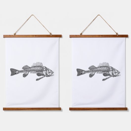 Fischskelett Wandteppich Mit Holzrahmen (Doppelt)