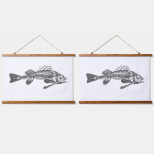Fischskelett Wandteppich Mit Holzrahmen