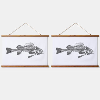 Fischskelett Wandteppich Mit Holzrahmen