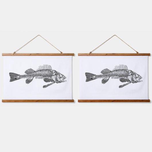 Fischskelett Wandteppich Mit Holzrahmen (Doppelt)