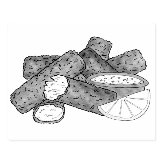 Fischstäbchen Fischstäbchen Fischfänger Tartar Sau Gummistempel (Prägung)