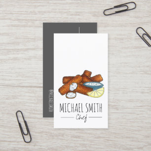 Fischstäbchen Fischstäbchen Fischfänger Tartar Sau Visitenkarte