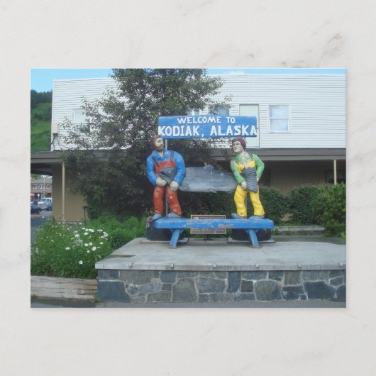 Fischstatue in Kodiak Alaska Postkarte (Vorderseite)