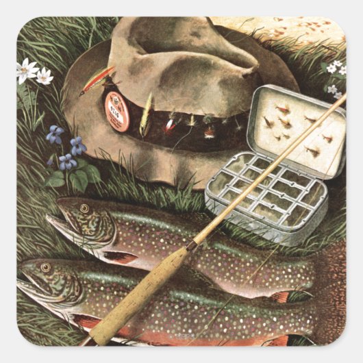 Fischstilleben Quadratischer Aufkleber (Vorderseite)