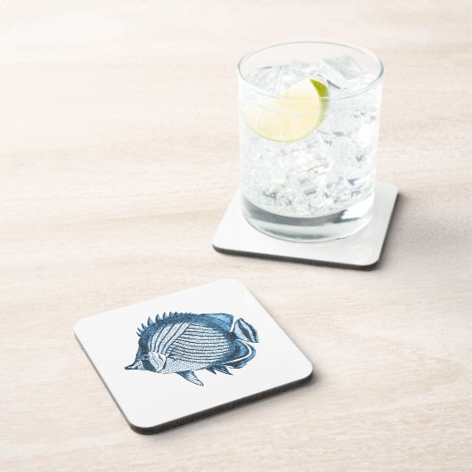 Fischstrand nautische Ozeane Meer blau Getränkeuntersetzer (Rechte Seite)