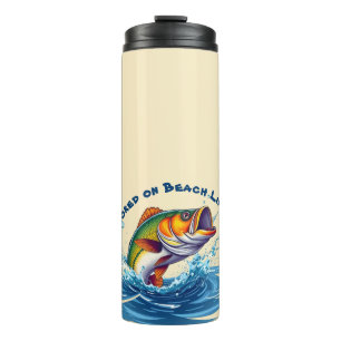 Fischsüchtig am Strand Thermosbecher