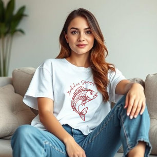 Fischsüchtig nach dem Sommer-Kirschrot T-Shirt