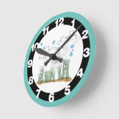 Fischteich verbindet die Punkte Runde Wanduhr (Winkel)