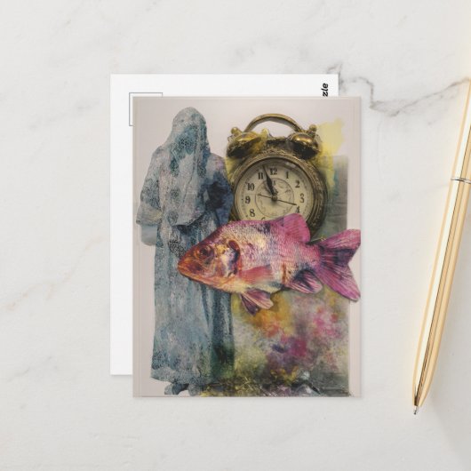 Fischuhr Postkarte (Vorderseite/Rückseite Beispiel)