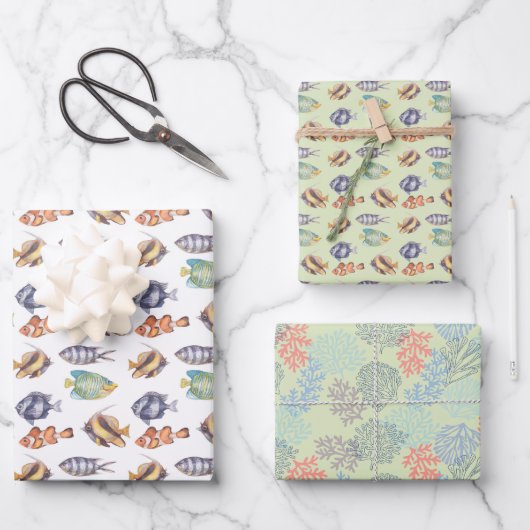 Fischverpackungspapier, nautisches Geschenkpapier Set (Vorderseite)