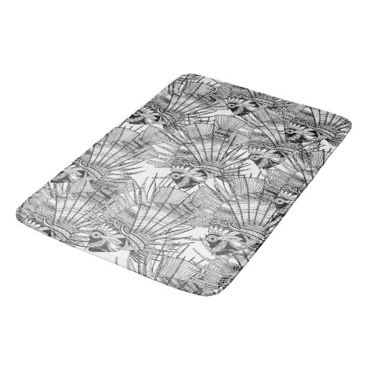 Fischwunder Schwarz-weiß Badematte (Schrägansicht)