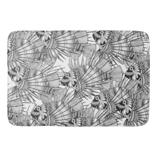 Fischwunder Schwarz-weiß Badematte (Vorderseite)