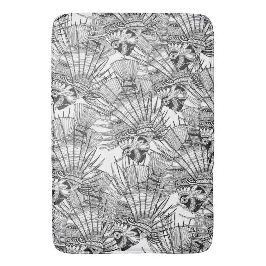 Fischwunder Schwarz-weiß Badematte (Vorderseite Vertikal)