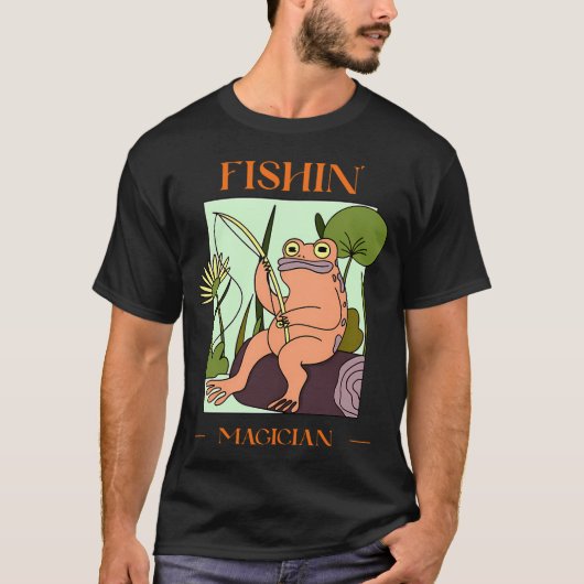 Fischzauberer Frosch Design T-Shirt (Vorderseite)