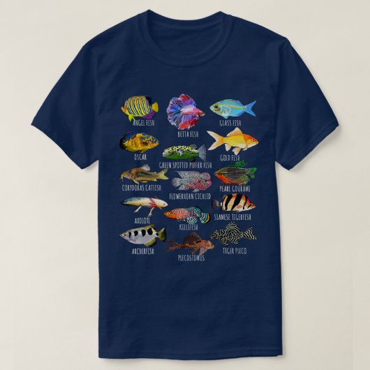 Fischzuchtarten Biologische Aquarienarten T-Shirt (Design vorne)