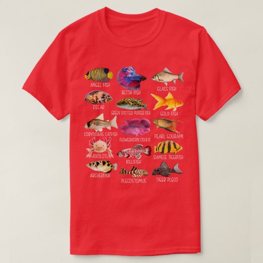 Fischzuchtarten Biologische Aquarienarten T-Shirt (Design vorne)