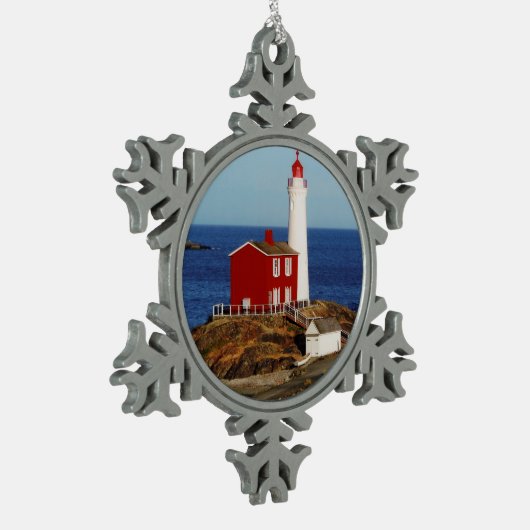 Fisgard Leuchtturm Schneeflocken Zinn-Ornament (Links)