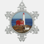 Fisgard Leuchtturm Schneeflocken Zinn-Ornament (Vorderseite)
