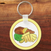 Fish and Chips Peas British Pub Restaurant Food Schlüsselanhänger (Vorderseite)