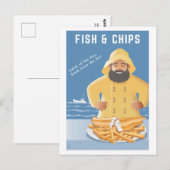 Fish and Chips Postkarte (Vorne/Hinten)
