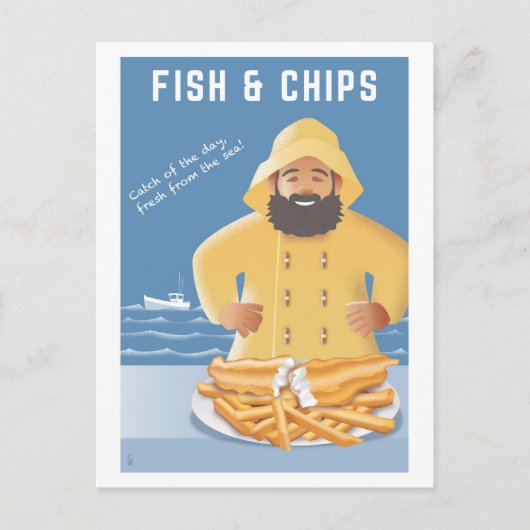 Fish and Chips Postkarte (Vorderseite)