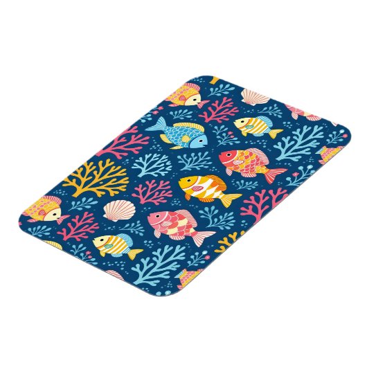 Fish and coral nautical blue magnet (Linke Seite)