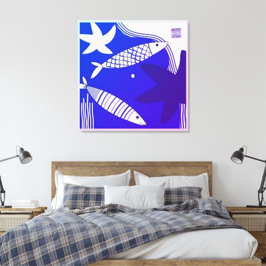 Fish and Star Fish Canvas Wall Art Leinwanddruck (Insitu (Schlafzimmer))
