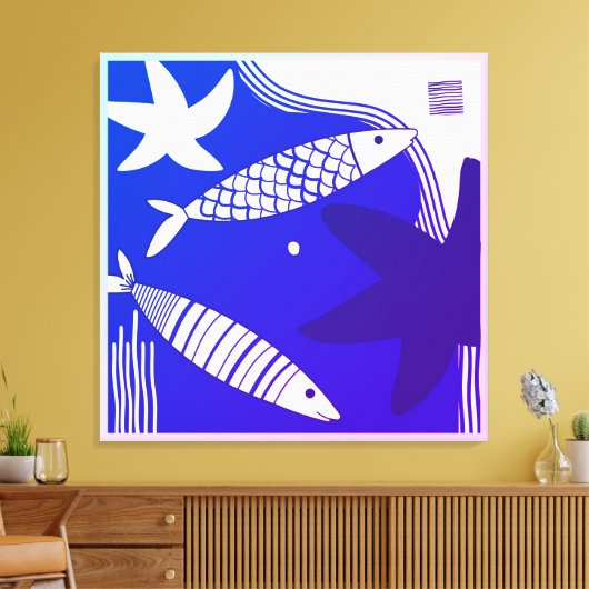 Fish and Star Fish Canvas Wall Art Leinwanddruck (Insitu (Wohnzimmer))