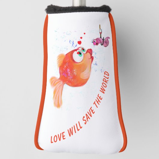 Fish and Worm Golf Head Cover - Custom Text Headcover (Rotieren 90)