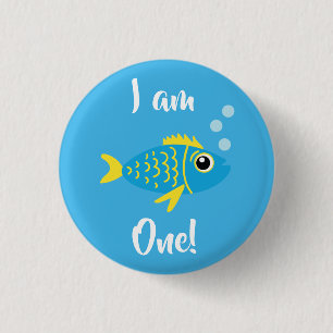 Fish Aquarium Kid's 1st Birthday Button Button