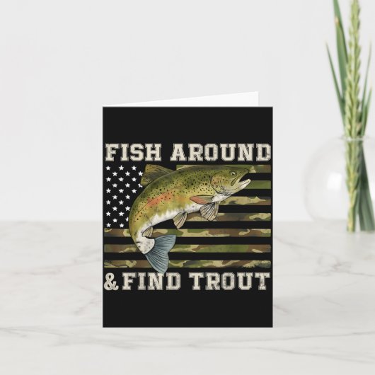 Fish Around And Find Trout American Flag Funny Fis Karte (Vorderseite)