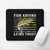 Fish Around And Find Trout American Flag Funny Fis Mousepad (Mit Mouse)