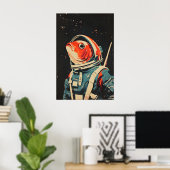 Fish Astronaut Poster, Fish Retro Print, Fish Poster (Heimbüro)