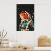 Fish Astronaut Poster, Fish Retro Print, Fish Poster (Küche)
