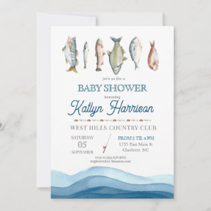 Fish Baby Shower Einladung, Angelbabie Dusche Einladung