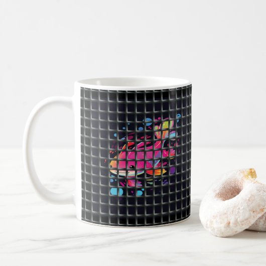 Fish Behind Net Illustration Kaffeetasse (Mit Donut)