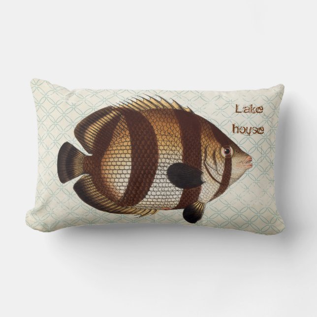 Fish Blue Beach House Lumbar Throw Kissen (Vorderseite)