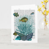 Fish, Blue Shells and Corals Karte (Gelbe Blume)