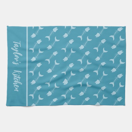 Fish Bone Muster Aquamarin Küche Handtücher (Horizontal)
